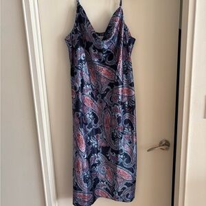Emma & Michele Navy and Red Paisley Midi Dress